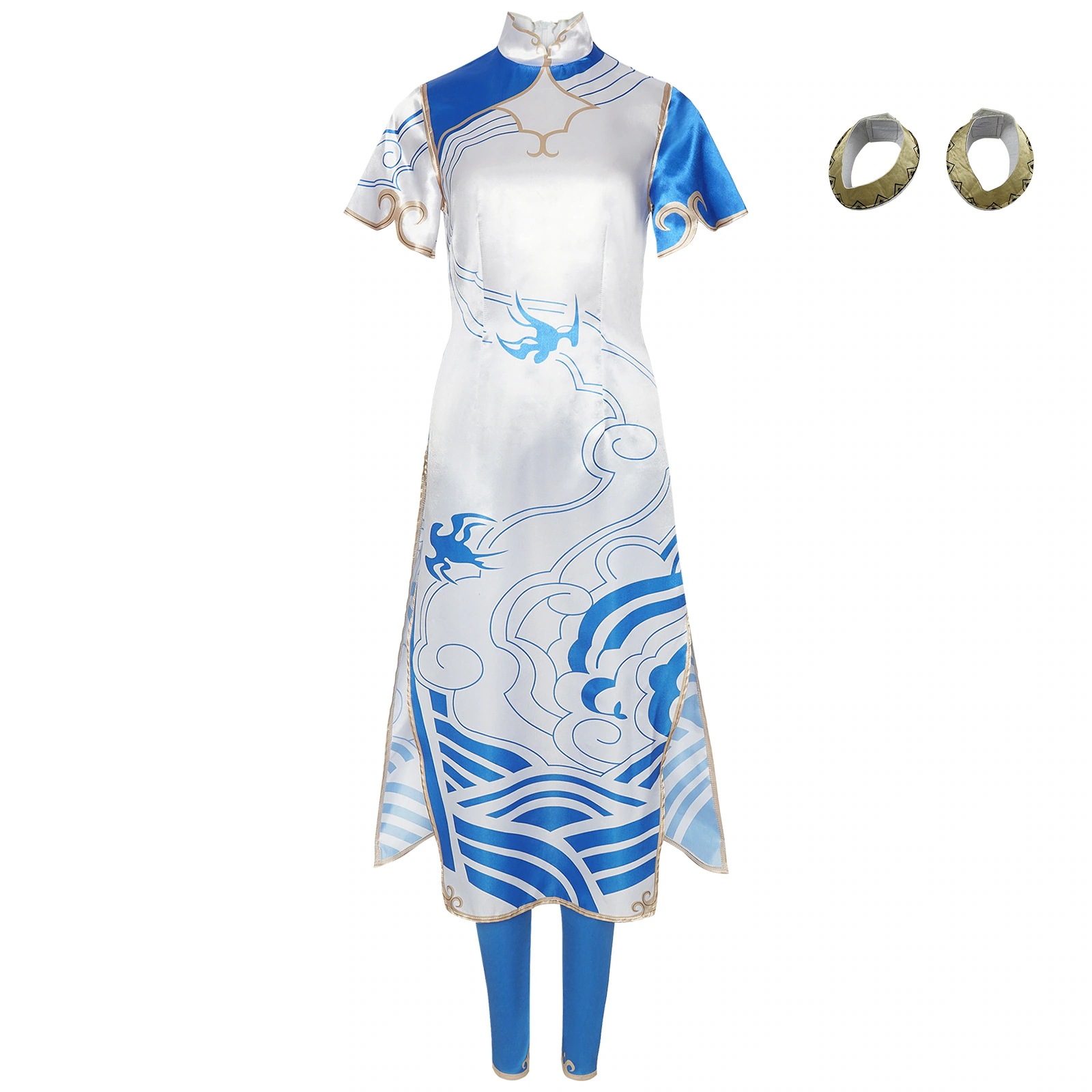 【迅速な出荷】覇王服春麗中青花磁器チャイナドレス女性服セットコスプレ衣装