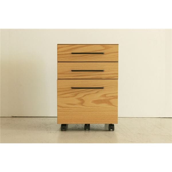 サイドチェスト/袖机 3段 ガトーII ナチュラル 幅40cm キャスター付き OCTA オクタ 組立品 書斎 オフィス
