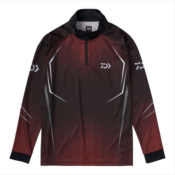 ダイワ ウェア DE-7525 ロングスリーブハーフジップシャツ レッド 2XL