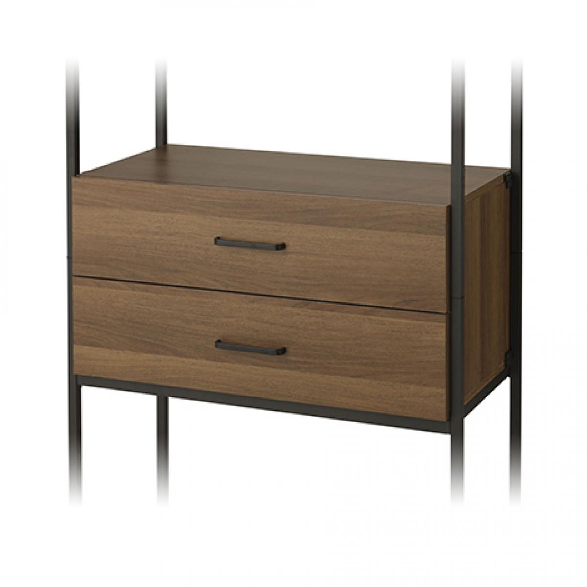 ドウシシャ ウッドシェルフ用 2段チェスト CN-F2C80BR ブラウン 幅74.5cmｘ奥行42cm スチールラックパーツ ルミナス