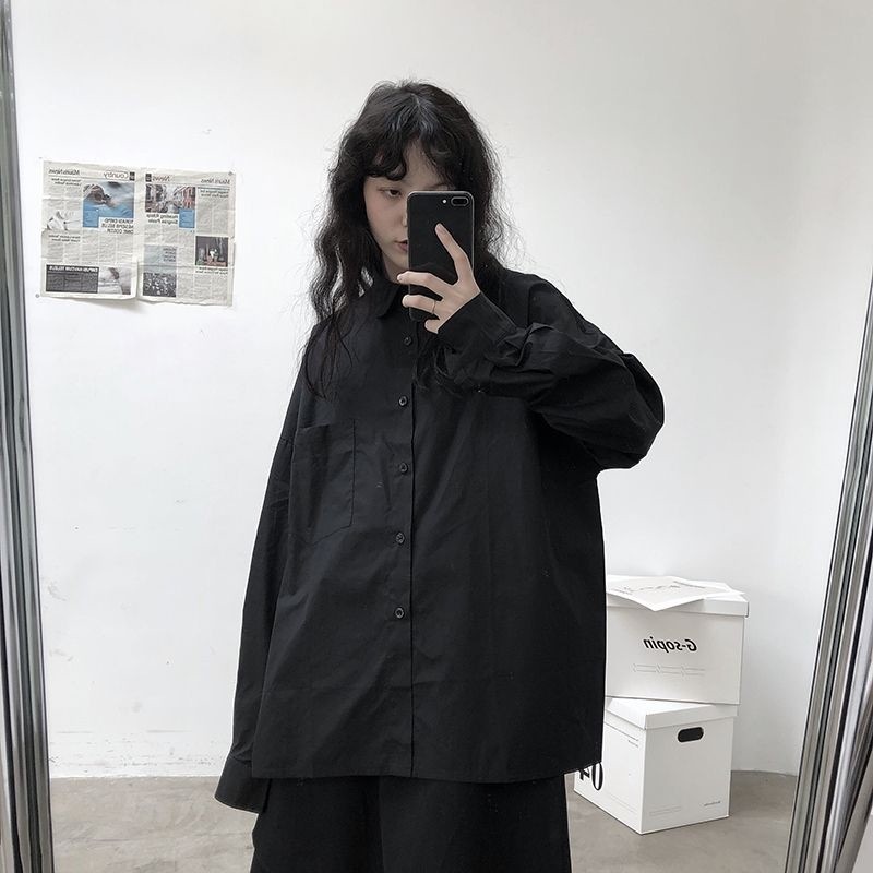 黒 シャツ レディース 長袖 インナー アウター ゆったり 学生 レディース シャツ トップス577