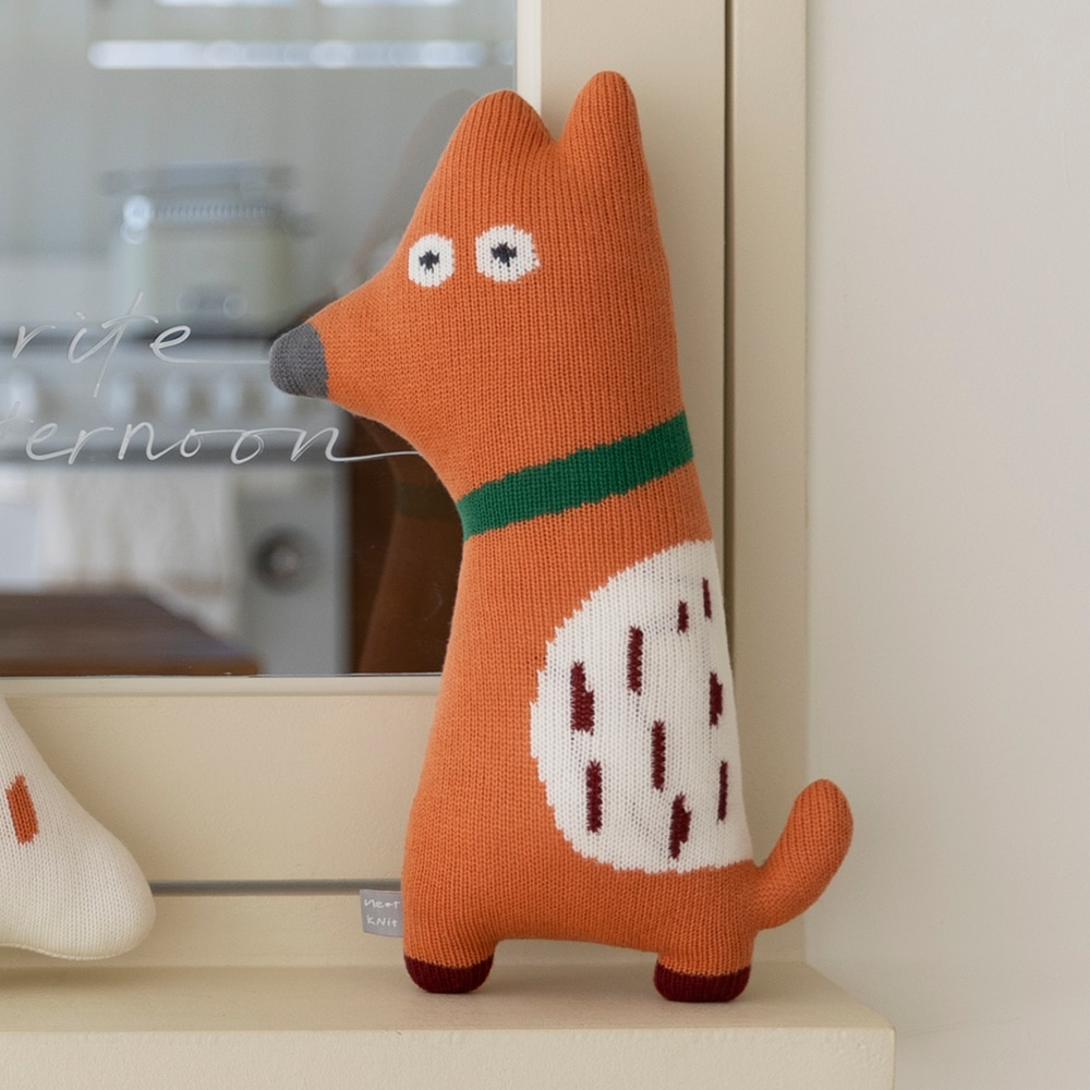 かわいい子犬 ニット 人形 ムーニー Orange