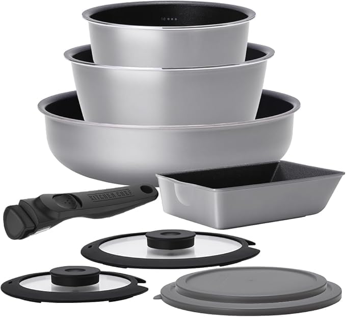 フライパン 鍋 セット 深型 目盛付 9点 卵焼き器 ガス火専用 オーブン調理 スレートグレー ディープラスシリーズ
