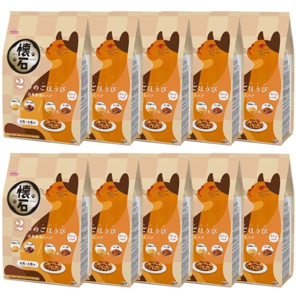 送料無料 ペットライン 懐石 2つのごほうび 白身魚添えペア キャットドライ グルメ【 国産/小分け/トッピング】 650g 10袋 (ケース販売)