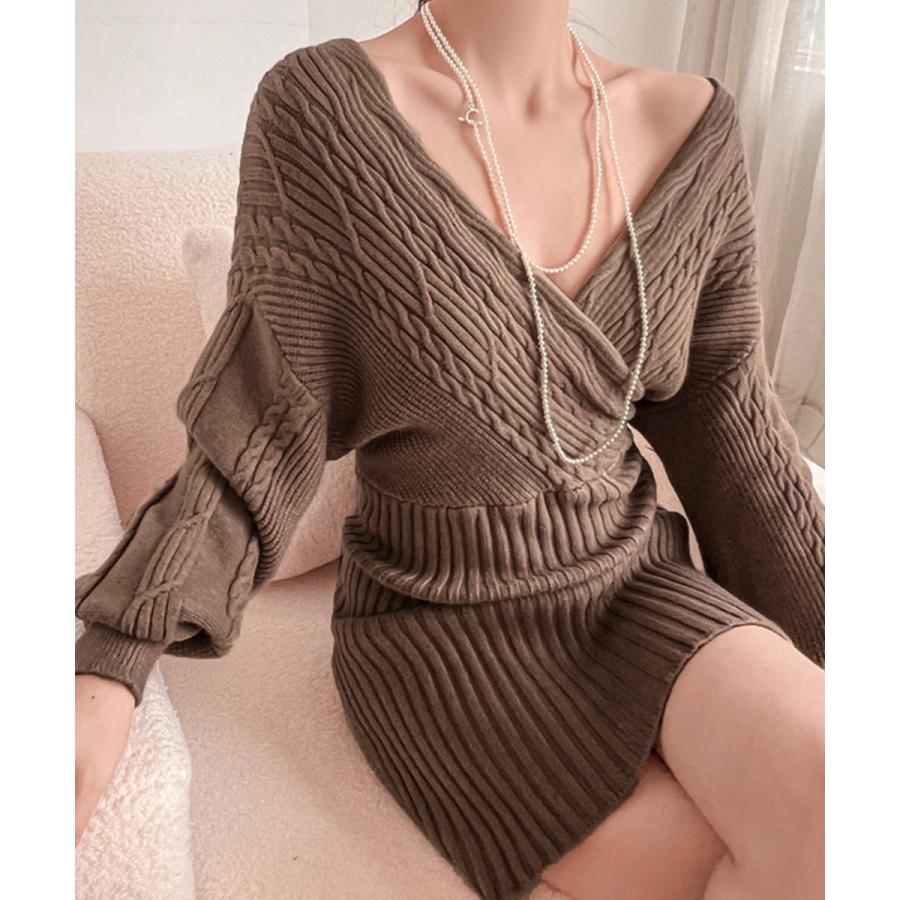 ニットミニワンピース 韓国ワンピース秋冬 4,824円