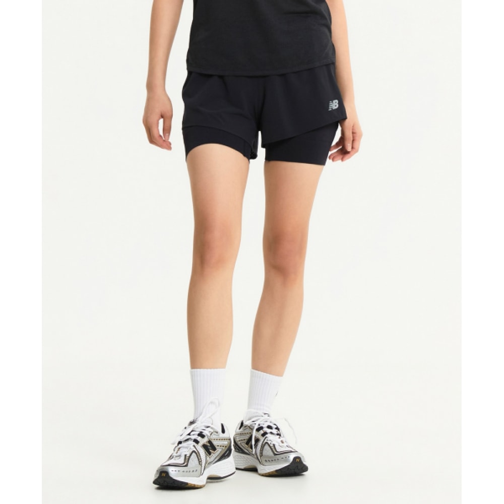 ニューバランス NBNVE4P012/女性用ランニング 3パート 2IN1 RCショーツ (ブラック)