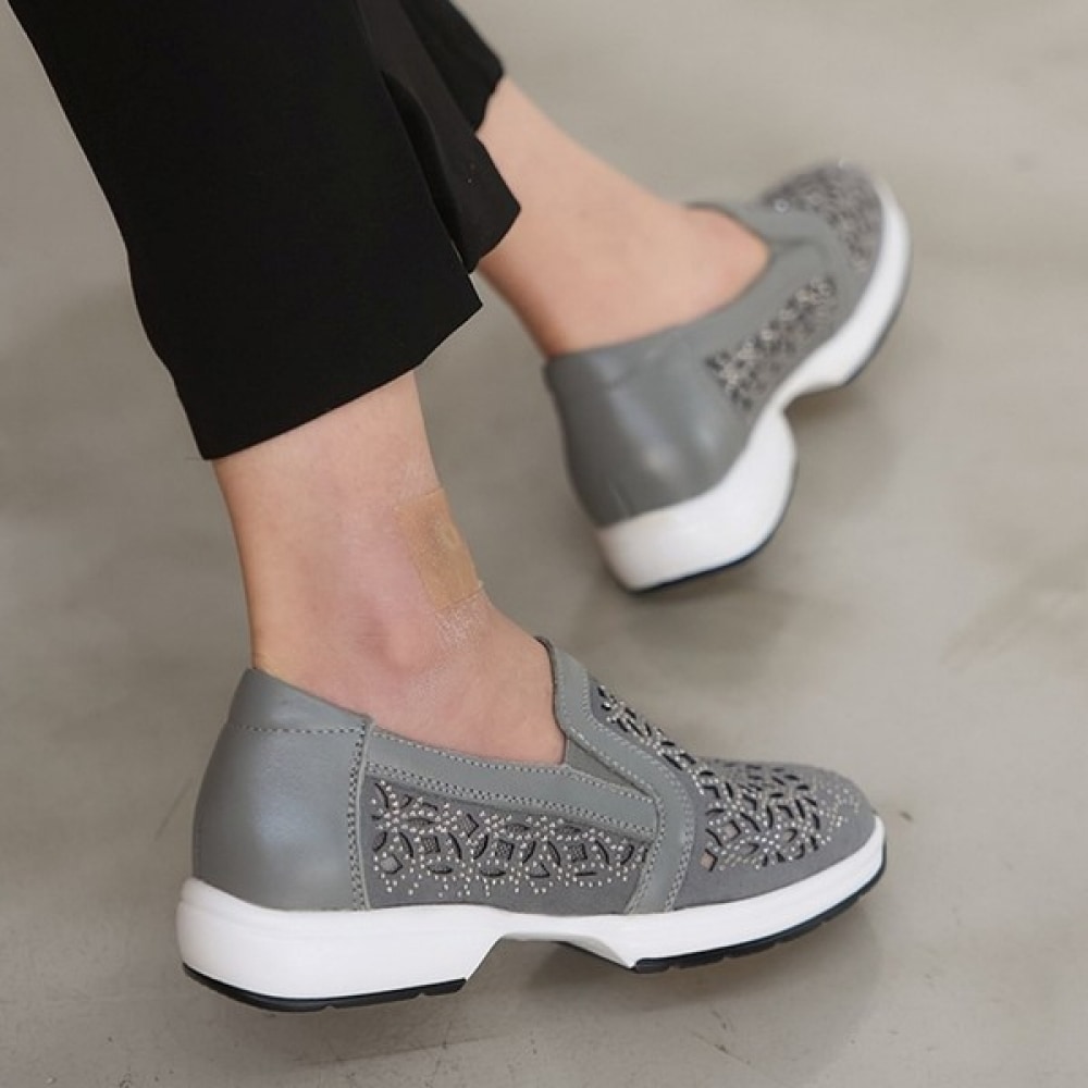 [Ninas Paris] ビーズメッシュレザーコンビスニーカー