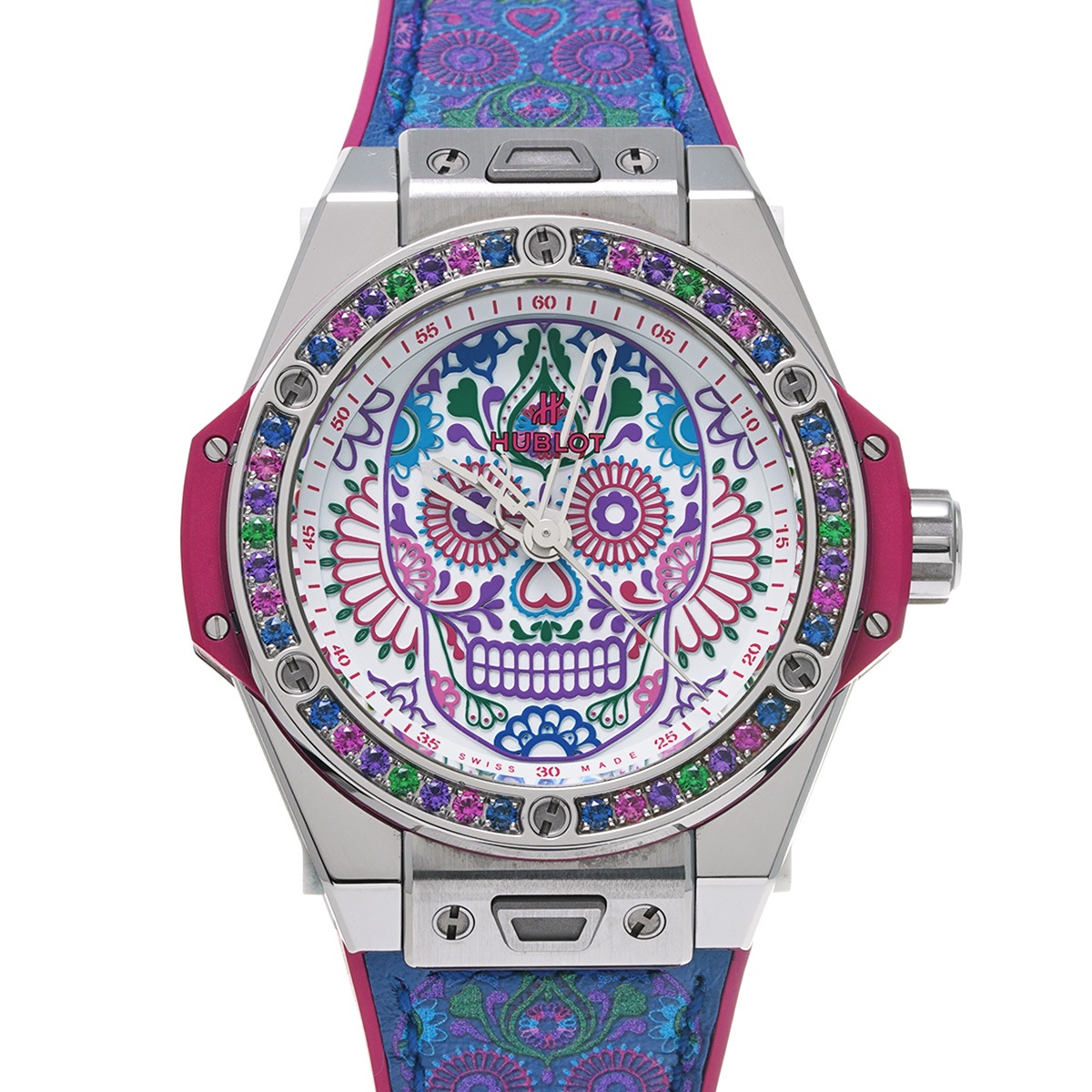 ウブロ ビックバン ワンクリック カラベラ 100本限定 465.SX.2090.VR.1299.MEX18 ホワイト/マルチカラー メンズ 腕時計 自動巻き 中古 銀蔵