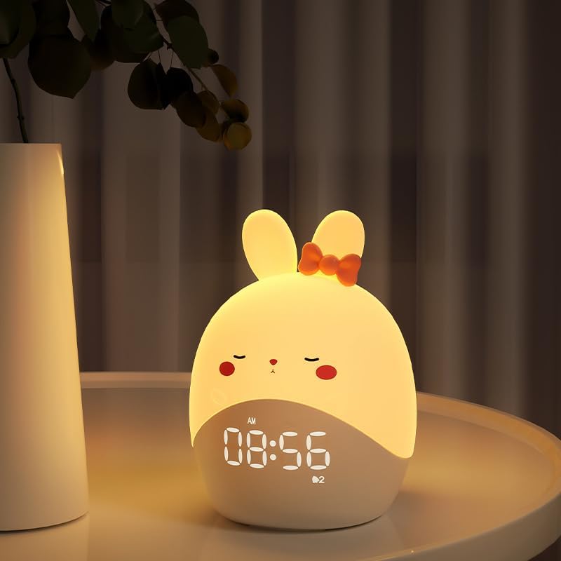 ナイトライト 目覚まし時計 ベッドサイドランプ 授乳ライト タッチセンサー 調光調色 USB充電 1500mAh大容量 柔らかいシリコン製 アラーム機能/スヌーズ機能 5つの着信音/音量調整 目に優し