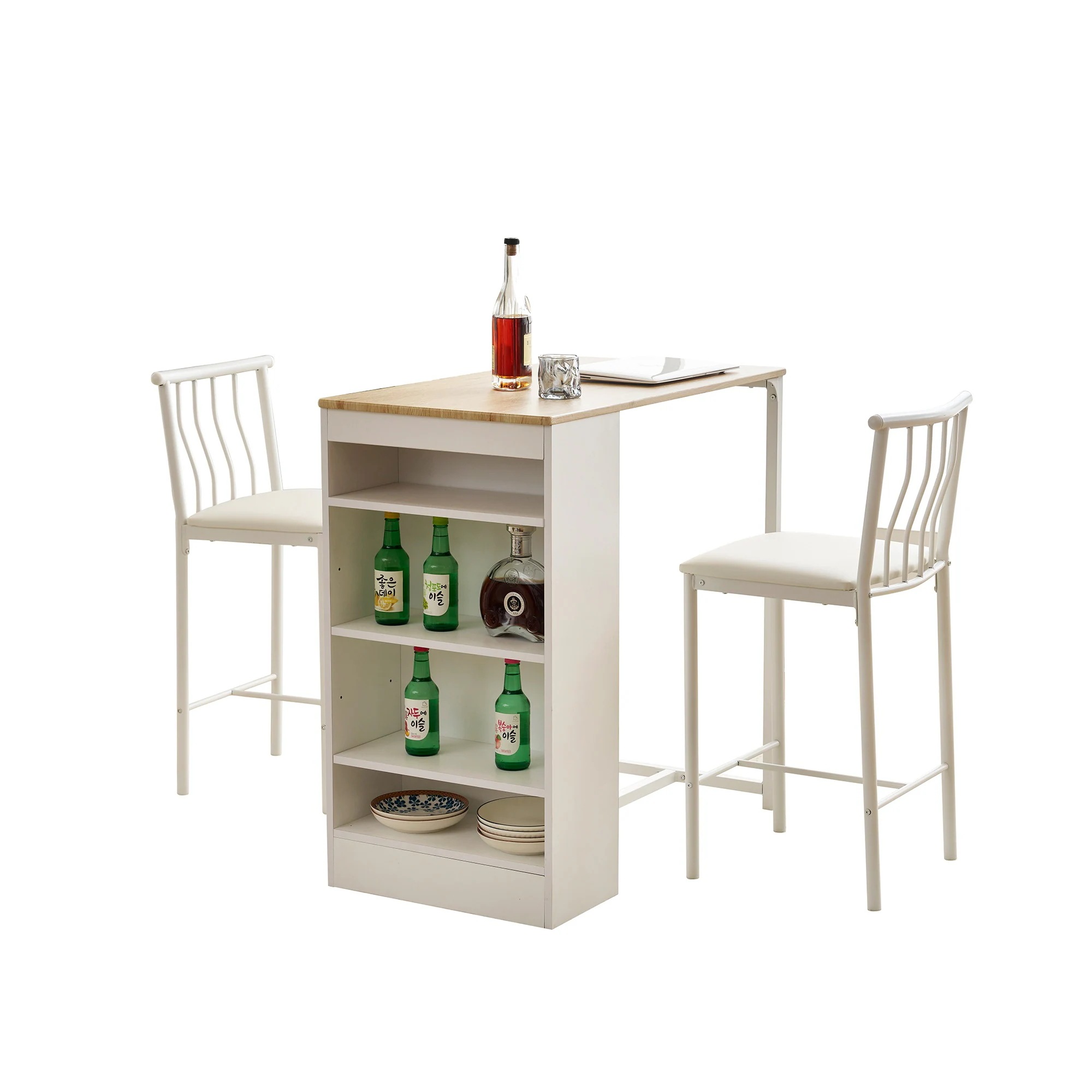 カウンターテーブル バーテーブル コンソールテーブル 収納機能付き ハイテーブル 簡単な組み立て 頑丈な脚 リビングルーム ダイニングルーム キッチン用 省スペース パソコンデスク 作業台 木製 お