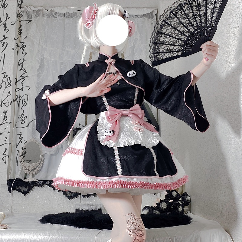 ゴスロリ ボウタイ 文化祭 jsk メイド服 コスチューム ロリータワンピース コスプレ チャイナ風ミニワンピースセット 中華ロリータ スーツ ハロウィン 2023年新作入荷コスプレ
