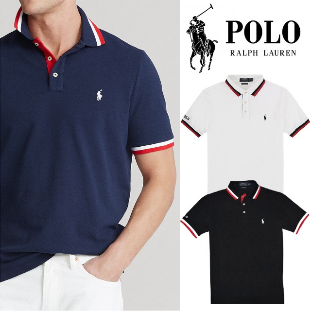 本物保証 ラルフ メンズ鹿の子編み 衿ライン ポニーししゅう 半袖ポロシャツ カスタムスリムフィット