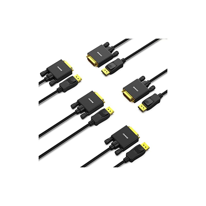 BENFEI 5個 1.8m DisplayPort - DVI ケーブル DisplayPort - DVI アダプター オス - オス 金メッキコードケーブル LenovoDellHP および 5,431円