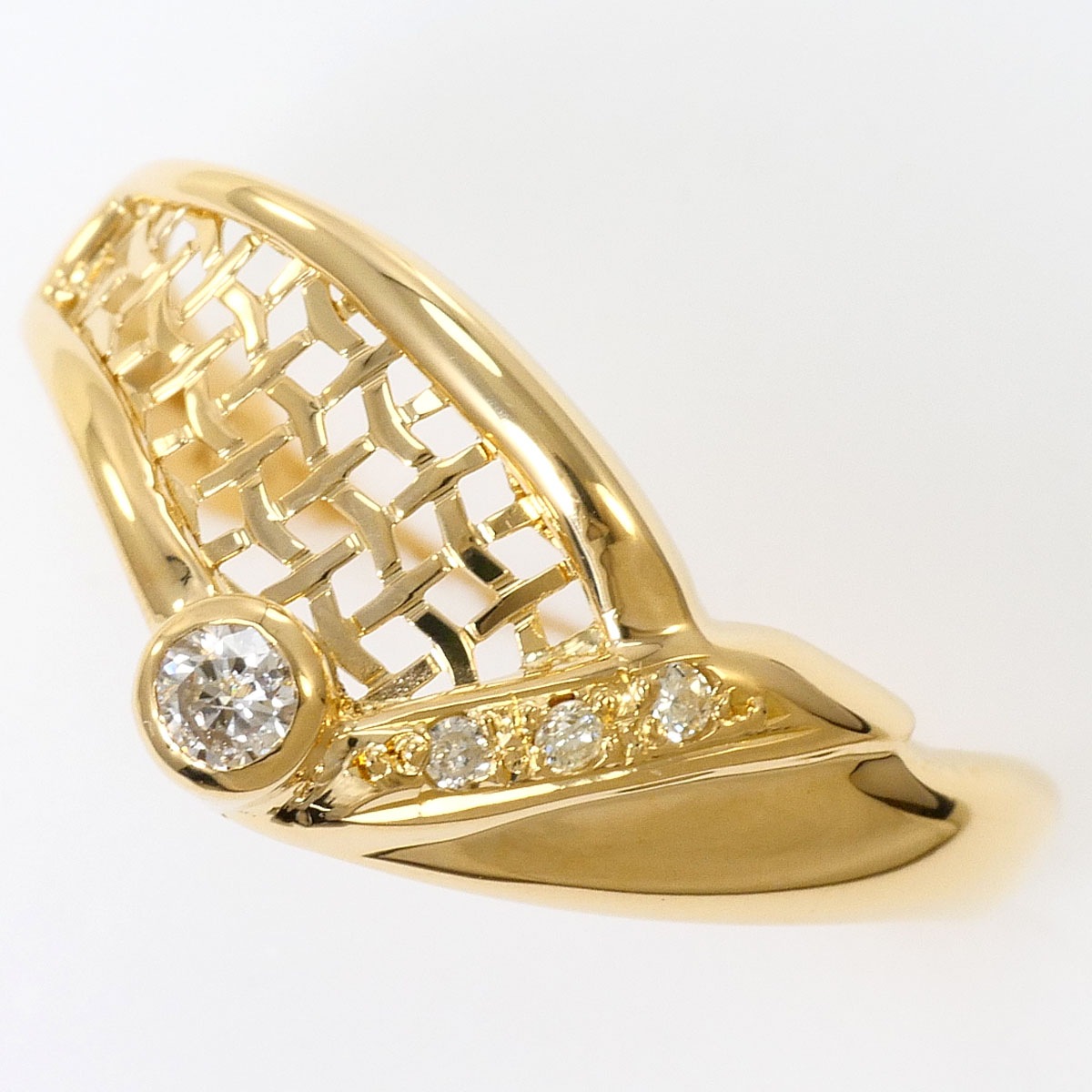 K18 18金 YG イエローゴールド リング・指輪 10.5号 ダイヤモンド 0.08ct 総重量約2.0g ジュエリー 中古