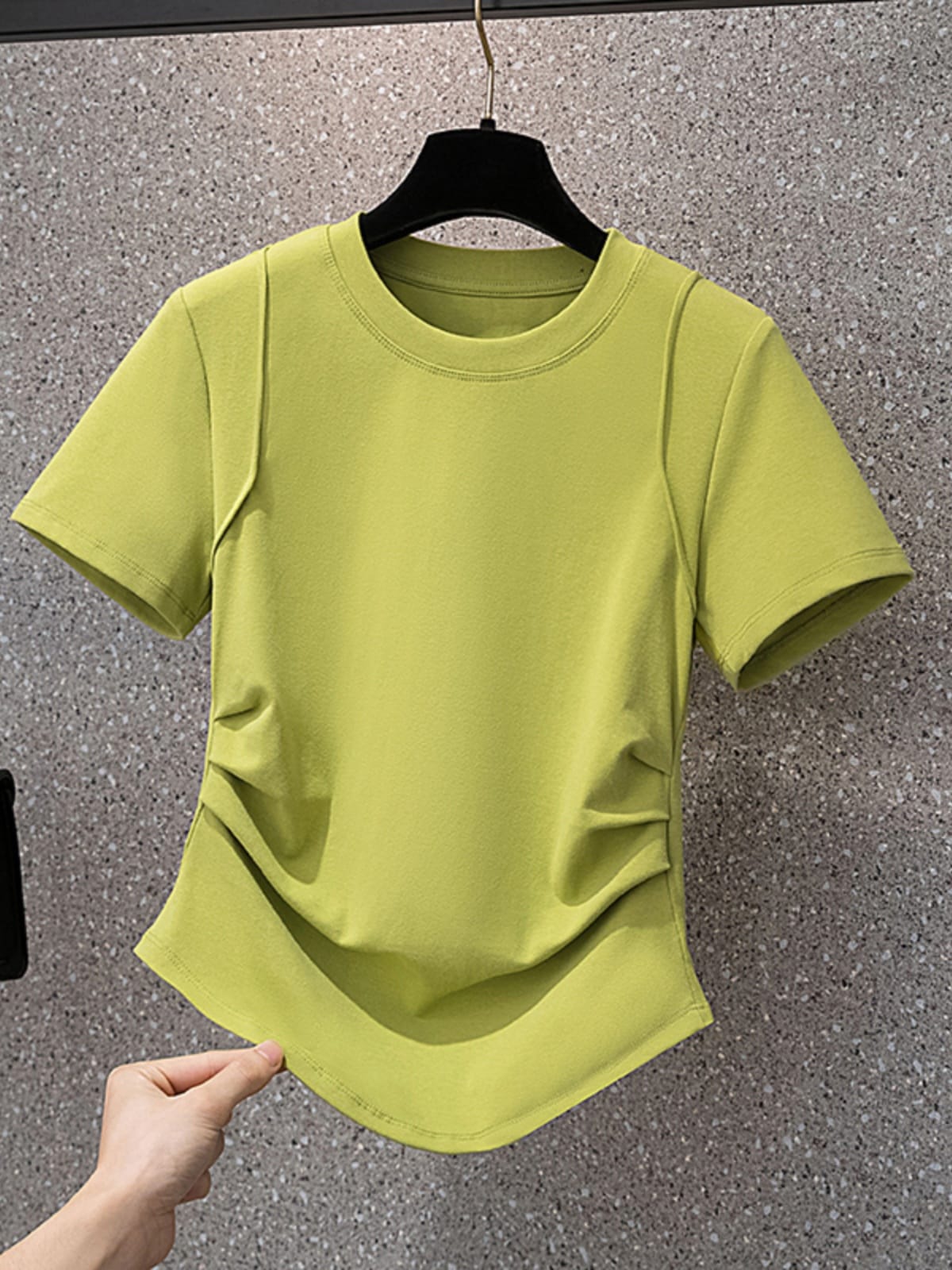 【1点ご購入 で10点プレゼントいたします】サマードレスで太ったMMは腰を収めて腹を隠して痩せた丸首正肩半袖Tシャツレディースカジュアルトップス