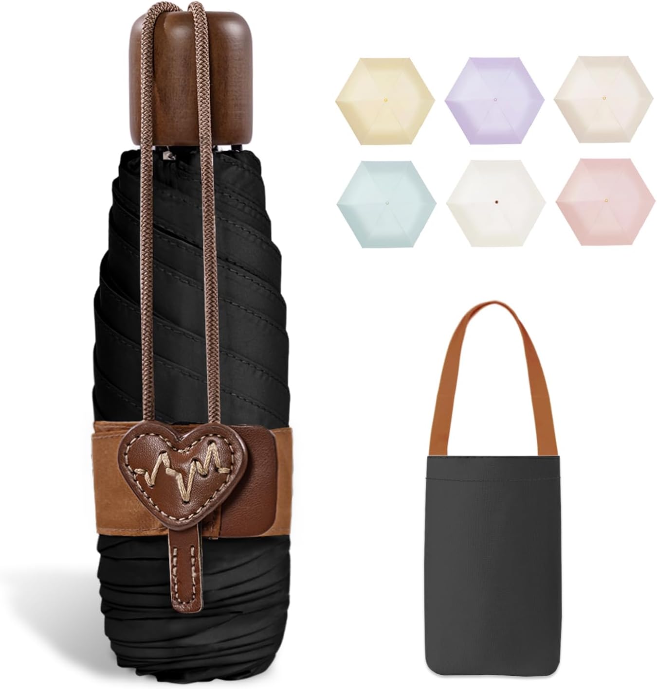 折りたたみ傘 花柄またはハート柄 7色 軽量約220g UVカット100 遮光 遮熱 晴雨兼用 手動開閉 収納ケース付き