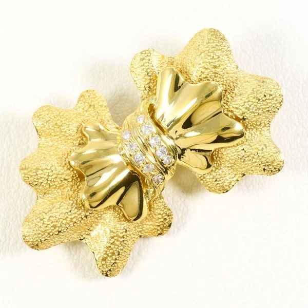 K18 18金 YG イエローゴールド ブローチ ダイヤ 0.10 カード鑑別書 ジュエリー 中古