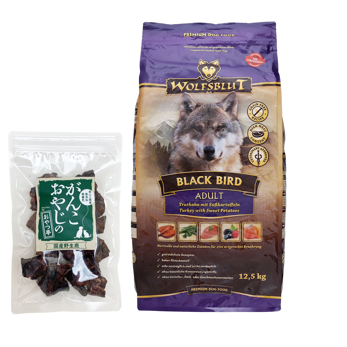 ウルフブラット アダルト ブラックバード （ターキーとスイートポテト）12.5kg 【国産鹿ラング15g付き】