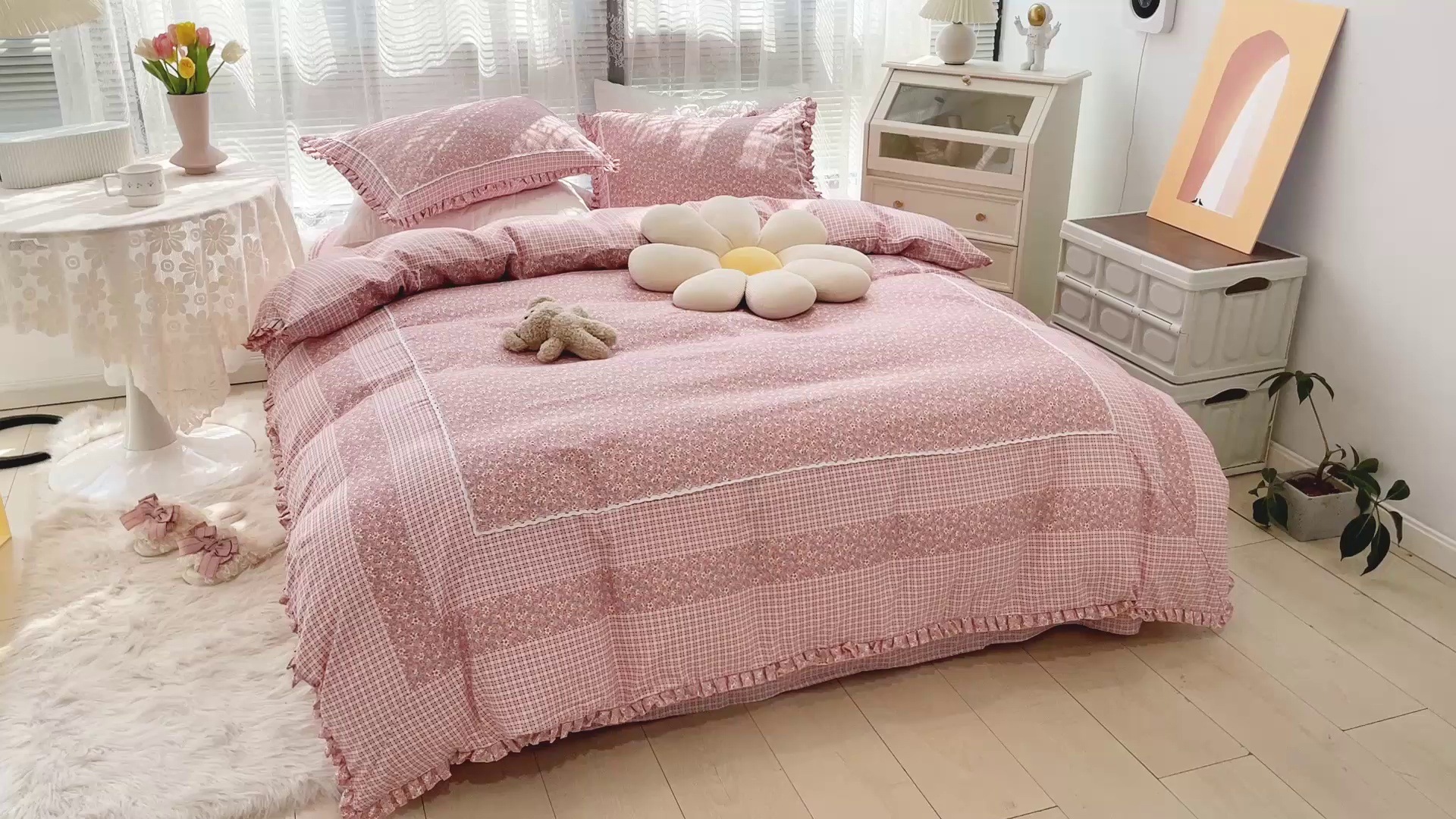 小紅書はプリンセススタイルのコットン4ピーススーツガールハートスモールフローラルキルトカバーシートネ 59,999円