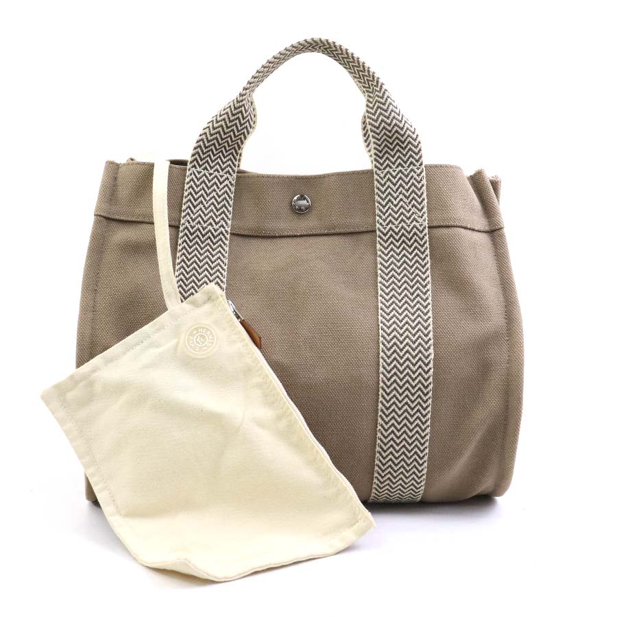 エルメス HERMES ハンドバッグ トートバッグ カンヌPM コットン ブラウン シルバー ユニセックス w1083n