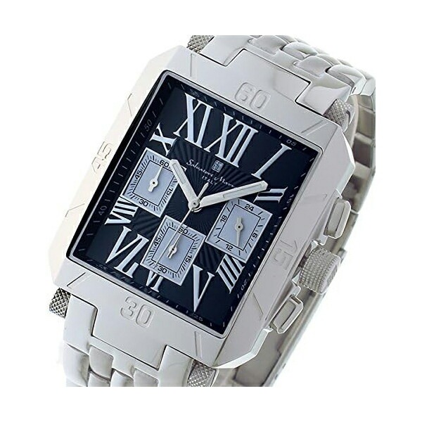 [Salvatore Marra] 腕時計 SM17117-SSBKSV メンズ ブラック シルバー クロノグラフ クオーツ ストップウォッチ ステンレス