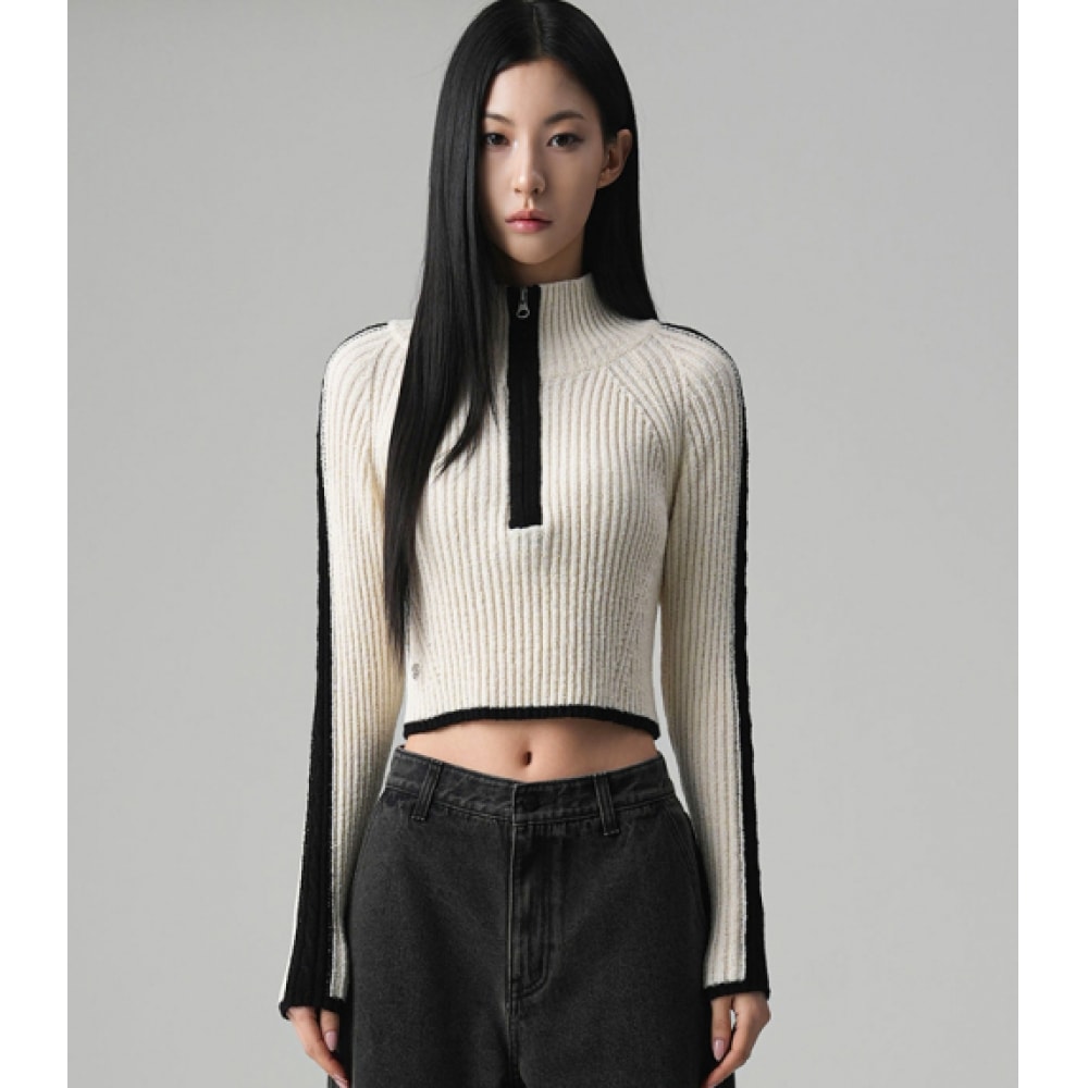 AVANDRESS ハイネックハーフジップアップクロップニットアイボリー 7,516円