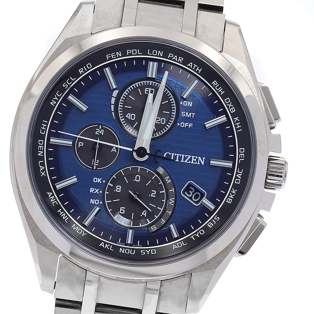 シチズン CITIZEN H804-T018696/AT8040-57L アテッサ エコドライブ ダイレクトフライト デイデイト ソーラー電波 メンズ 保証書付き_890819【中古】