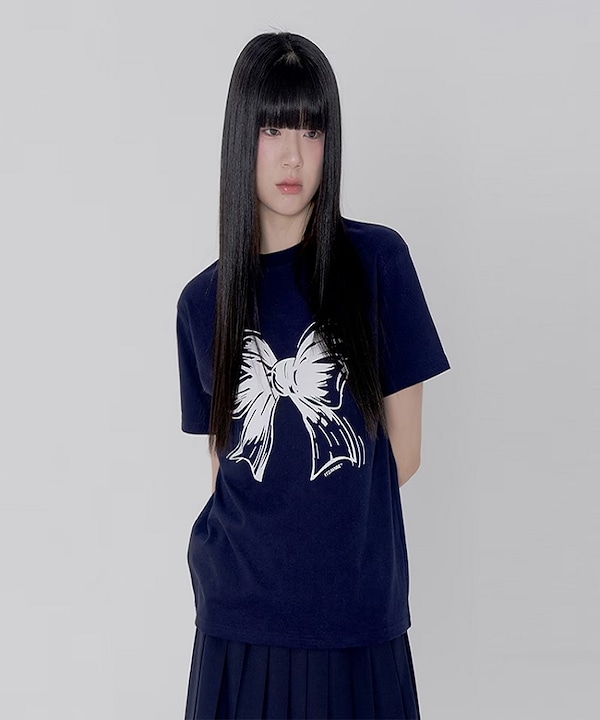 【ITZAVIBE】24SS RIBBON LOGO SLIM FIT T SHIRT MUSINSA公式 | ITZAVIBE RIBBON LOGO SLIM FIT T SHIRT - WHITE