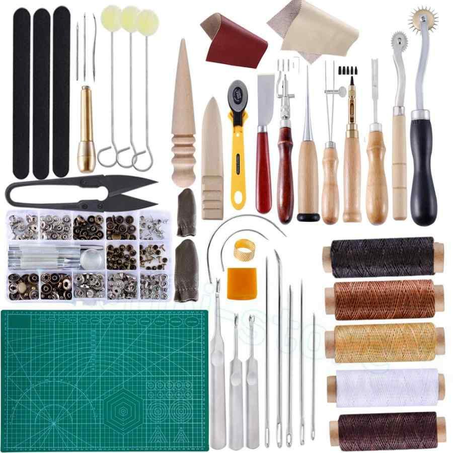 レザークラフト 縫い道具42点セット レザーツール 革工具セット 革細工 DIY 道具 手作り ハンドメイド 縫製キット 初心者 キット ネジ捻 ステッチンググルーバー