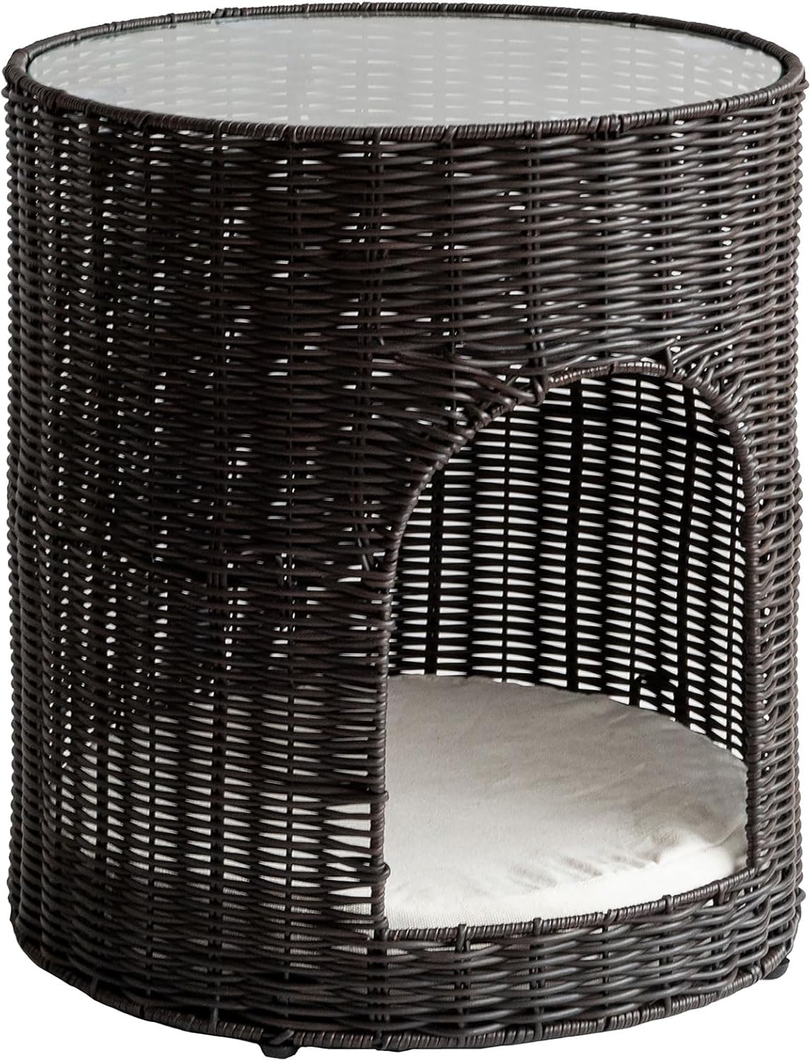 宮武製作所 サイドテーブル 猫ちぐら Pienet ピエネ サイドテーブルとしても使える樹脂製ラタンの猫ちぐら CGR-400 DBR