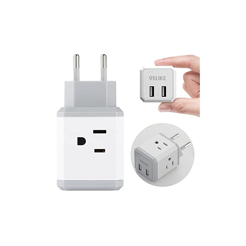 VELIKE 海外変換プラグ Cタイプ 旅行用 変換器 4個AC差込口 2USBポート付き コンセント変換 電源変換アダプター イタリア/韓国/スペイン/ドイツ/ベトナム/オーストリアヨーロッパなどの