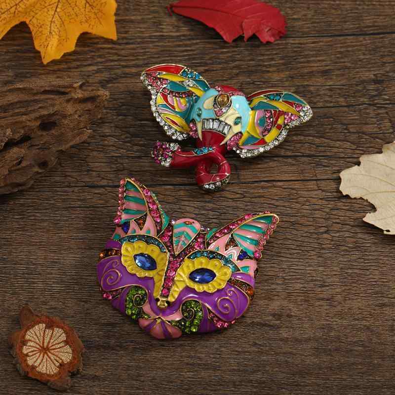 ブローチ メンズ レディース スーツ アクセサリー おしゃれ ユニーク フォーマル カジュアル レトロ ラインストーン 猫頭 エナメル 象 動物 コート キツネ