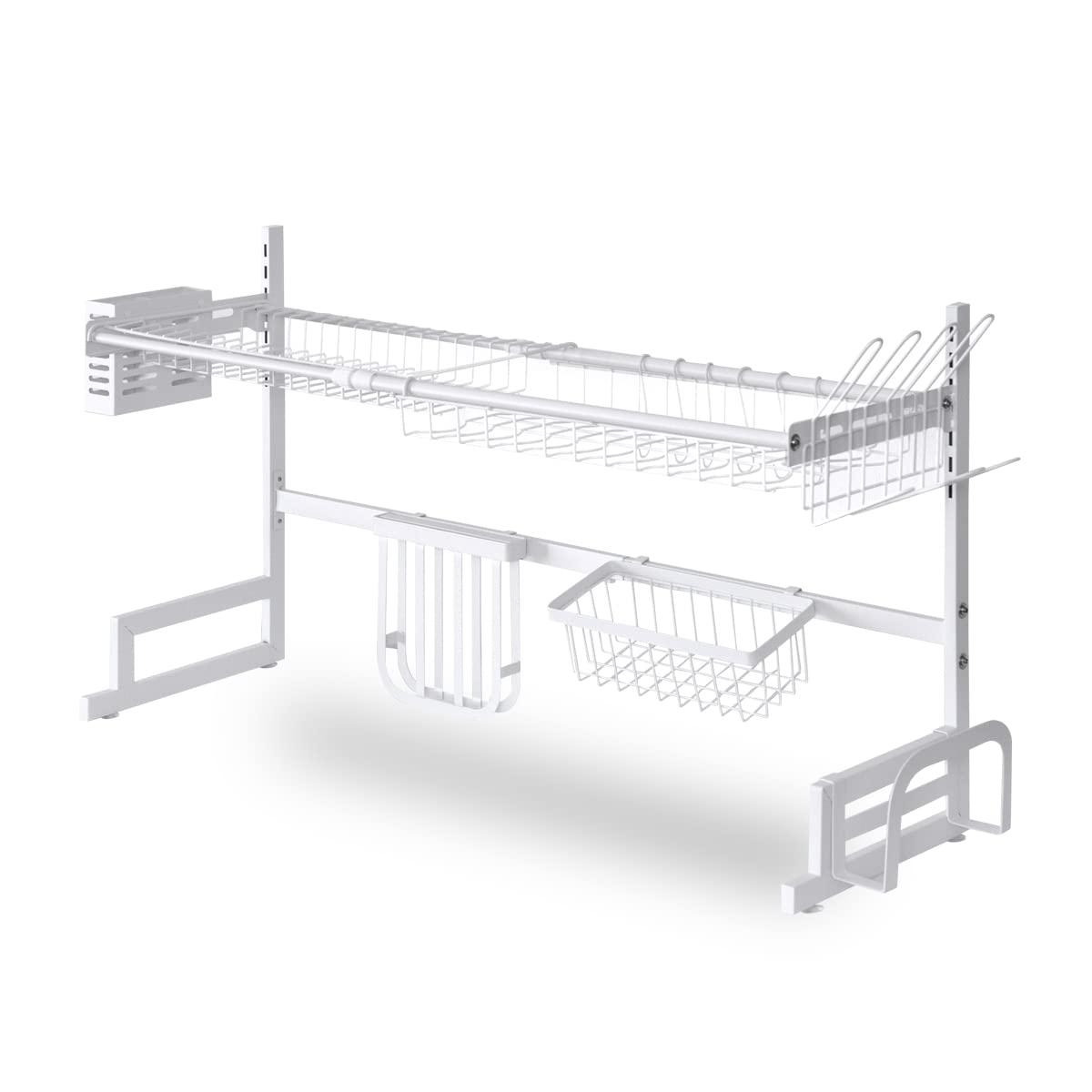 ottostyle.jp 水きりラック 水切りラック シンク 有効活用 食器乾燥 食器置き 台所用品ホルダ シンク上 大容量 伸縮式 幅(約)55～95cm 高さ調節6段階 スチール製 [2段タイプ]