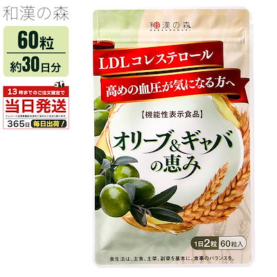 他サイト： 和漢の森 オリーブ ギャバの恵み 60粒 機能性表示食品 松樹皮エキス 田七人参 ポリフェノール ピクノジェノール サポニン GABA サプリメント サプリの商品画像