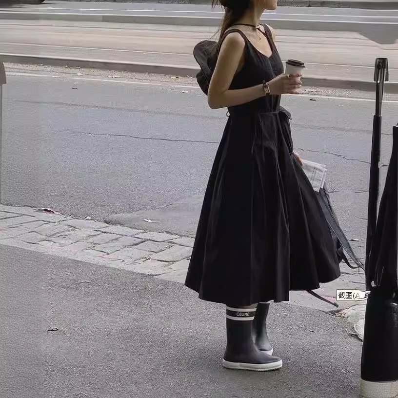 キャミワンピース韓国シック夏新作フレンチスタイルビッグポケットデザイン初恋ノースリーブベストレディース大きいワンピースワンピースフラワーノースリーブ