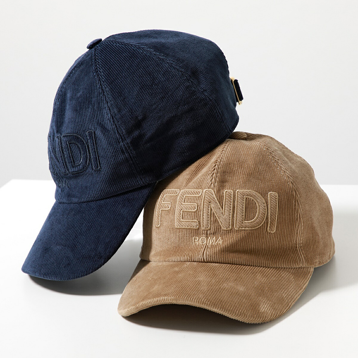 FENDI フェンディ ベースボールキャップ FXQ330 ASG4 ATQT レディース コーデュロイ ロゴ刺繍 帽子 カラー2色