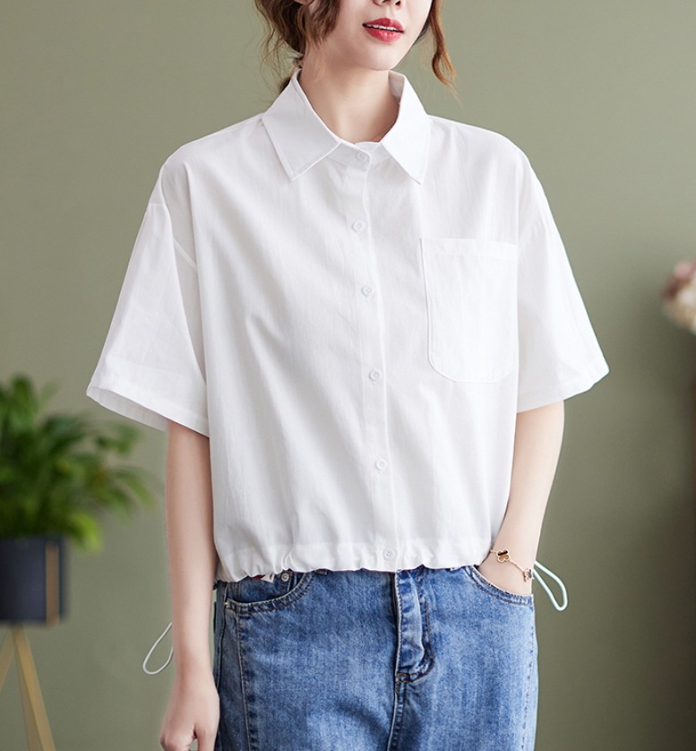 トップス デート モテアイテム シャツ 半袖 ショート丈 バルーン コットン 大人可愛い きれいめ 上品 おしゃれ かっこいい 大人可愛い ラブリー キュート ガーリー クール モード系 セクシー