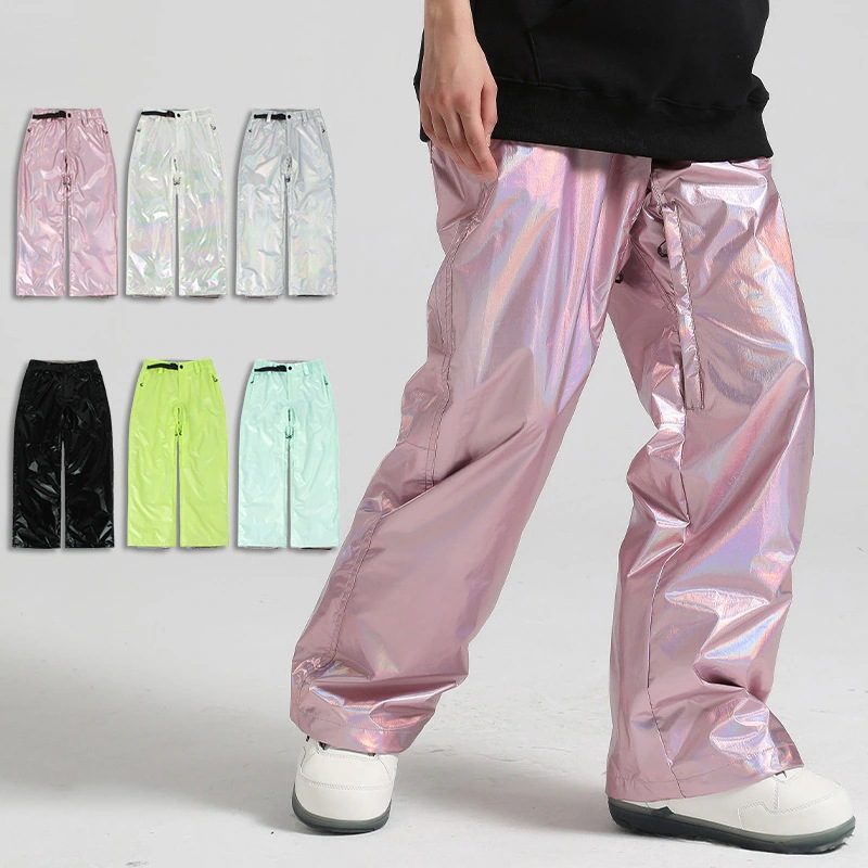 スノーボードウェアスノボウェアスキーウェアロングパンツ光沢感ズボンレディースメンズ男女兼用スノーボードウェア防風防水防寒着