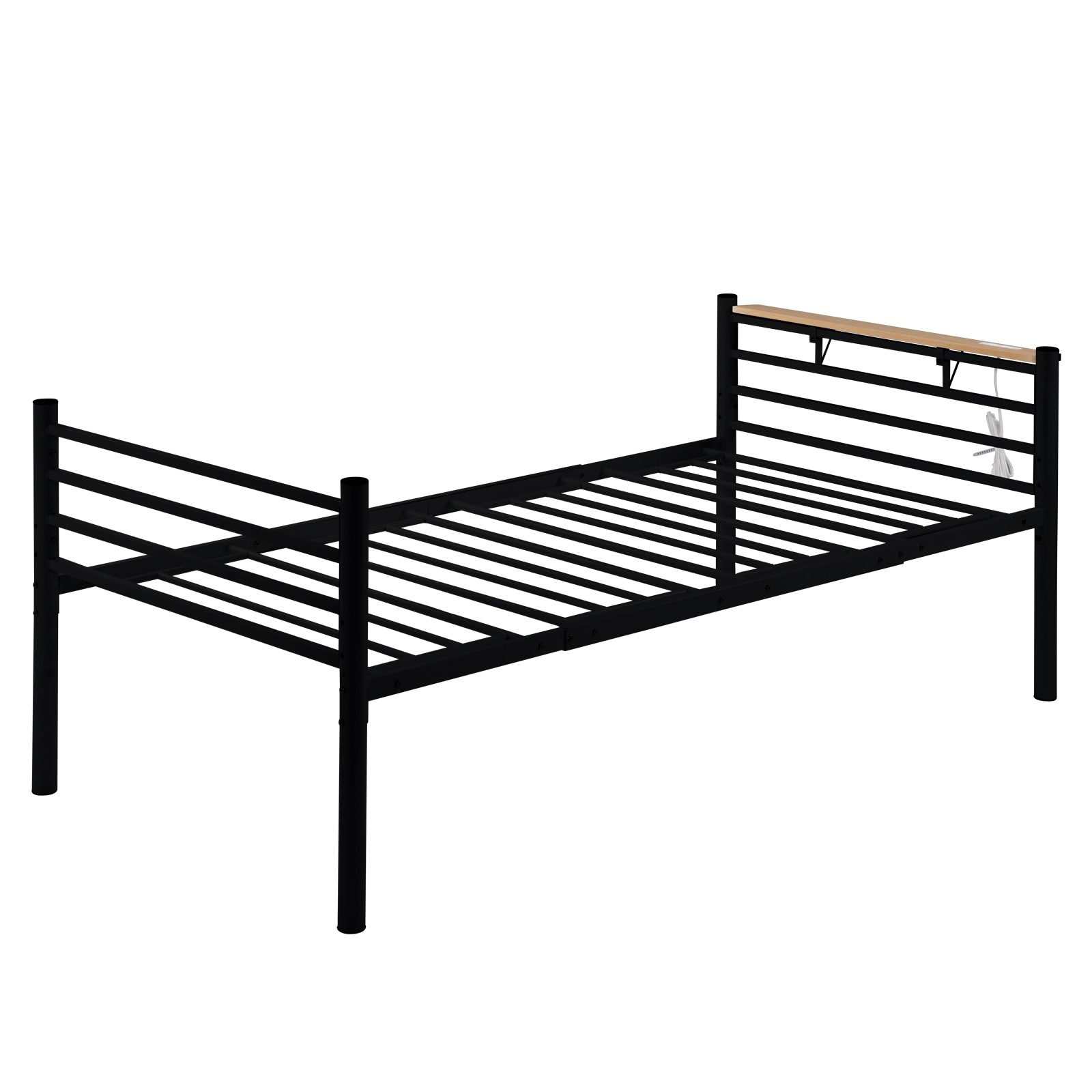 【短納期】ベッド 耐震 スチール 三段階高さ調整可 宮 ベッド シングル コンセント付き パイプベッド