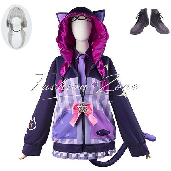 バーチャル VTuber hololive 風 紫咲シオン コスプレ衣装 ウィッグ 靴 cosplay ハロウィン 演出服 変装