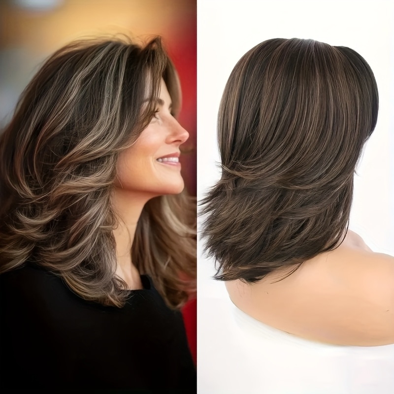 女性用シルバーグレオンブレレイヤードウィッグカーテンバング合成ショートライトグレー波状ボブウィッグハイライトグレーカーリーボブヘア