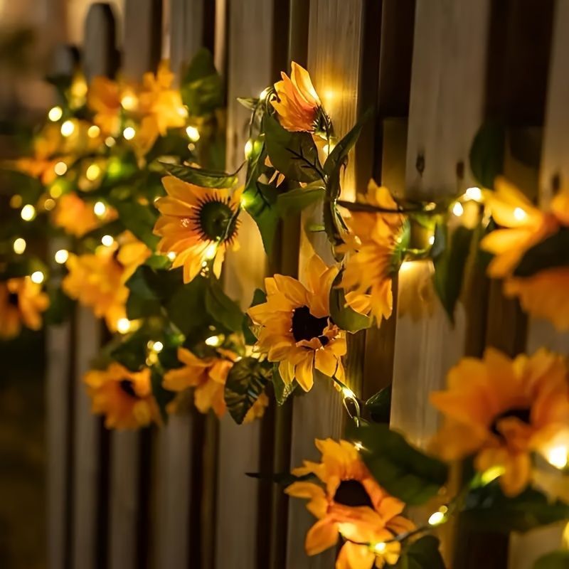 ソーラーライト ガーデンライト ガーデンオーナメント ストリングライト 壁かけ ひまわり ヒマワリ 庭 ガーデニング お庭 玄関ライト 園芸装飾 イルミネーション 屋内 寝室ty174
