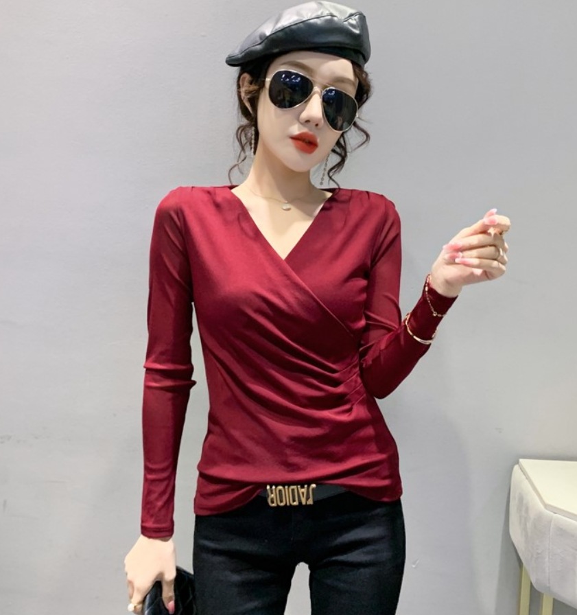 トップス デート カットソー 長袖 カシュクール スリム タイト 可愛い きれいめ 上品 おしゃれ かっこいい 可愛い ラブリー キュート ガーリー クール モード系 セクシー エレガント 4,670円