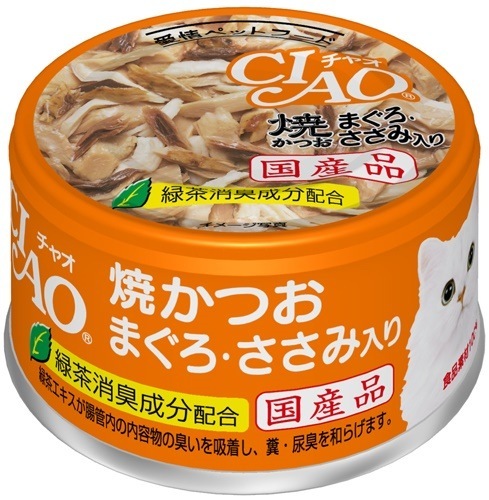 （まとめ買い）いなばペットフード CIAO ホワイティ 焼かつお まぐろ/ささみ入り 85g A-18 猫用 [x24]