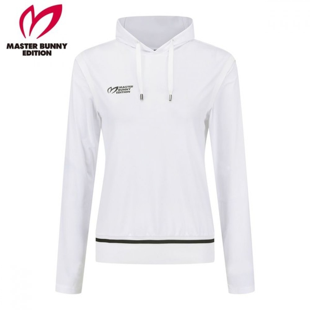 [マスターバニー] レディースクールスリーブフード付きロゴTシャツ