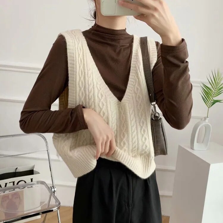 5color レディース トップス ベスト ニットベスト 厚手 リブ リブニットベスト