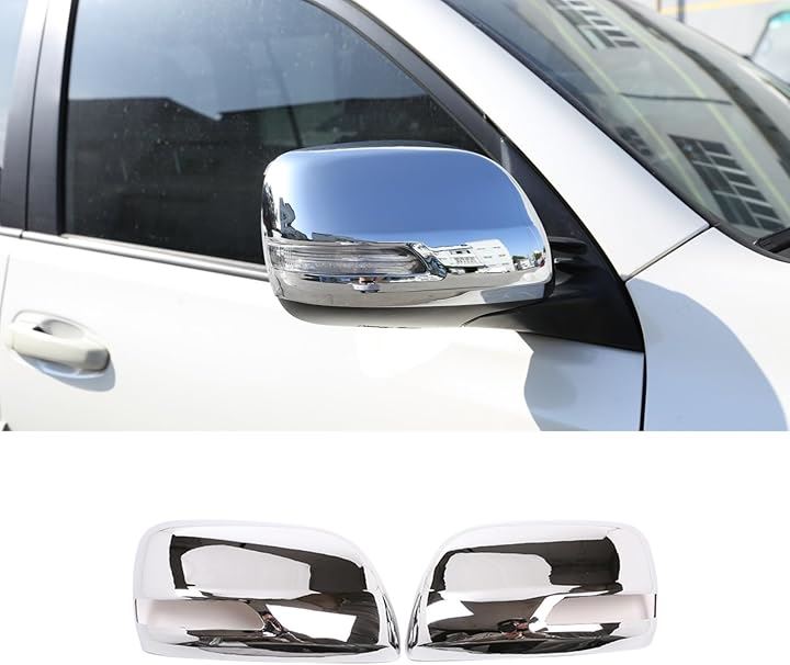 互換品トヨタ プラド クルーザー 2010～2019年に対応 バックミラーカバー リアビューミラーカバー ドアミラー ガーニッシュ ドアミラーサイドミラーカバー(メッキ-シルバー)