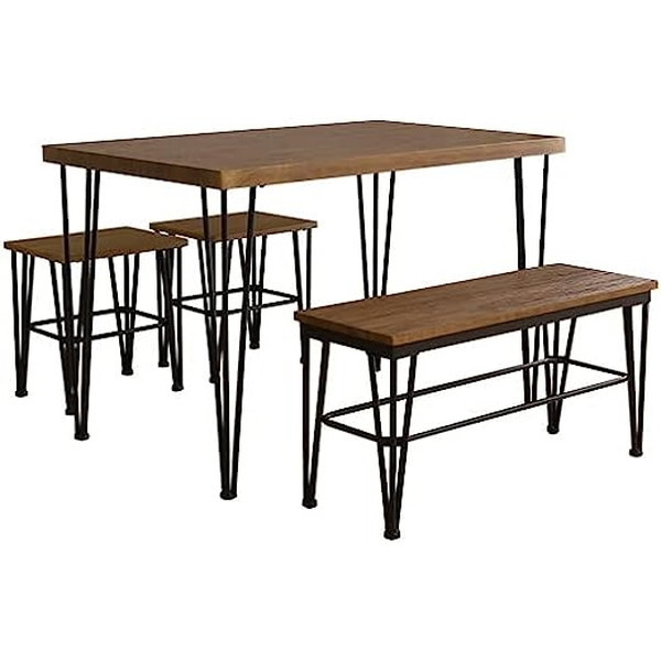 ホームテイスト VDCB-4 ヴィンテージダイニング4点セット テーブル+椅子2脚+ベンチ1脚 WAL ウォールナット メーカー直送