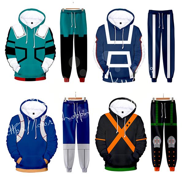 【最安値挑戦】コスプレ衣装 僕ヒーローアカデミア 子供大人用 長袖スウェット ズボン フード付き パーカー 春秋 仮装日常服