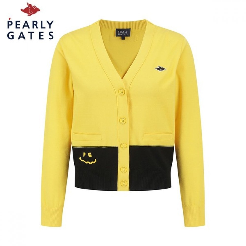 [パリゲイツ] レディースカラーブロックスマイルニットカーディガン